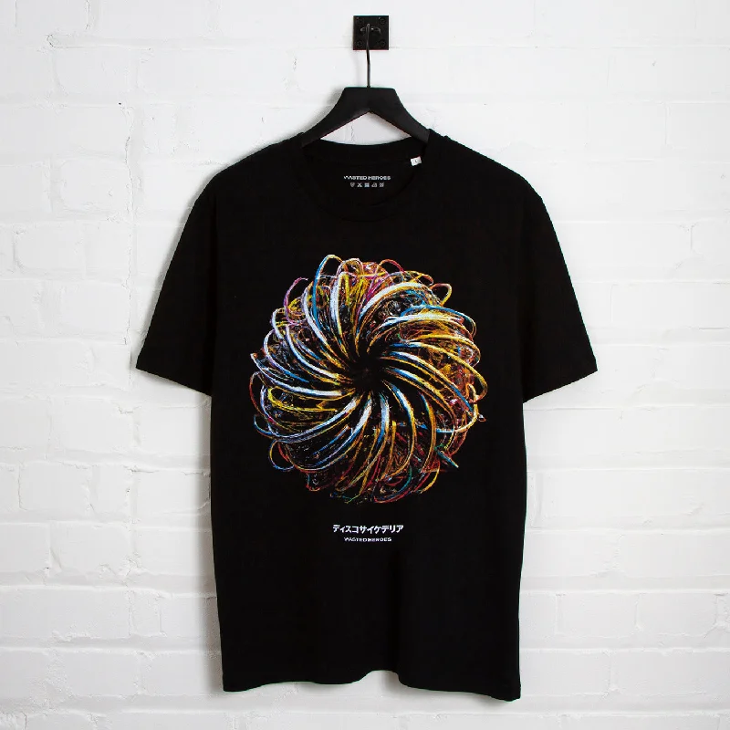 029 Disco Psychedelia Front Print - Tshirt - Black