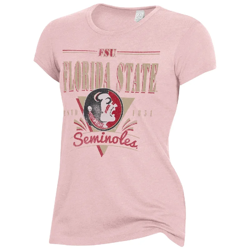 Alternative Apparel Women's Vault Florida State Seminole Logo/Seminoles Design Short Sleeve T-shirt - Faded Pink