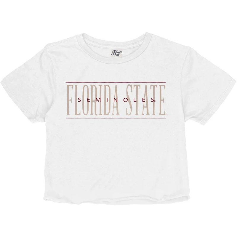 Blue 84 Women's Florida State Seminoles Short Sleeve Crop T-shirt - White