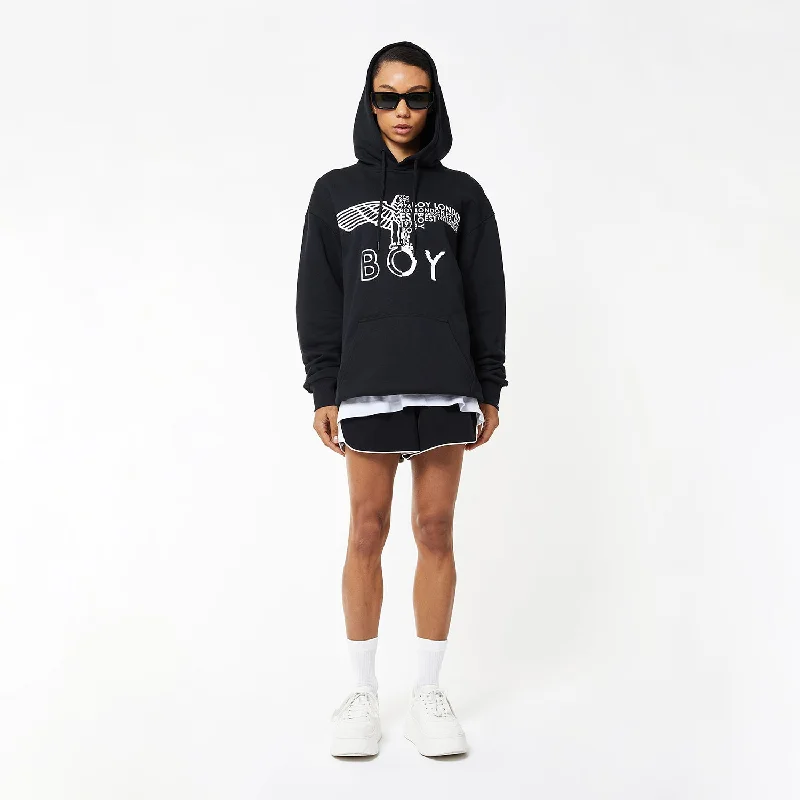 BOY EAGLE CONCEALED HOODIE WOMENS - BLACK