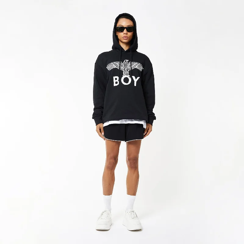 BOY EAGLE SCRIBBLE HOODIE WOMENS  - BLACK/WHITE