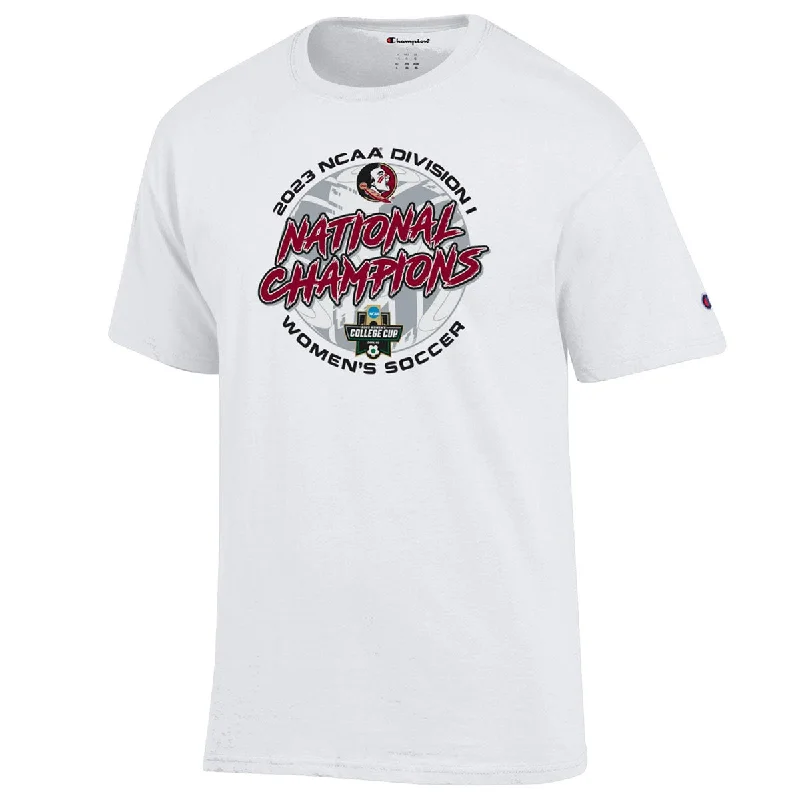 Champion Adult/Unisex 2023 Women's Soccer National Champions Short Sleeve Locker Room T-shirt - White