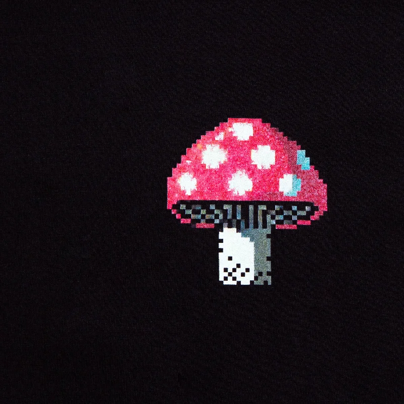 Doodle Pixel Shroom Back Print - Tshirt - Black