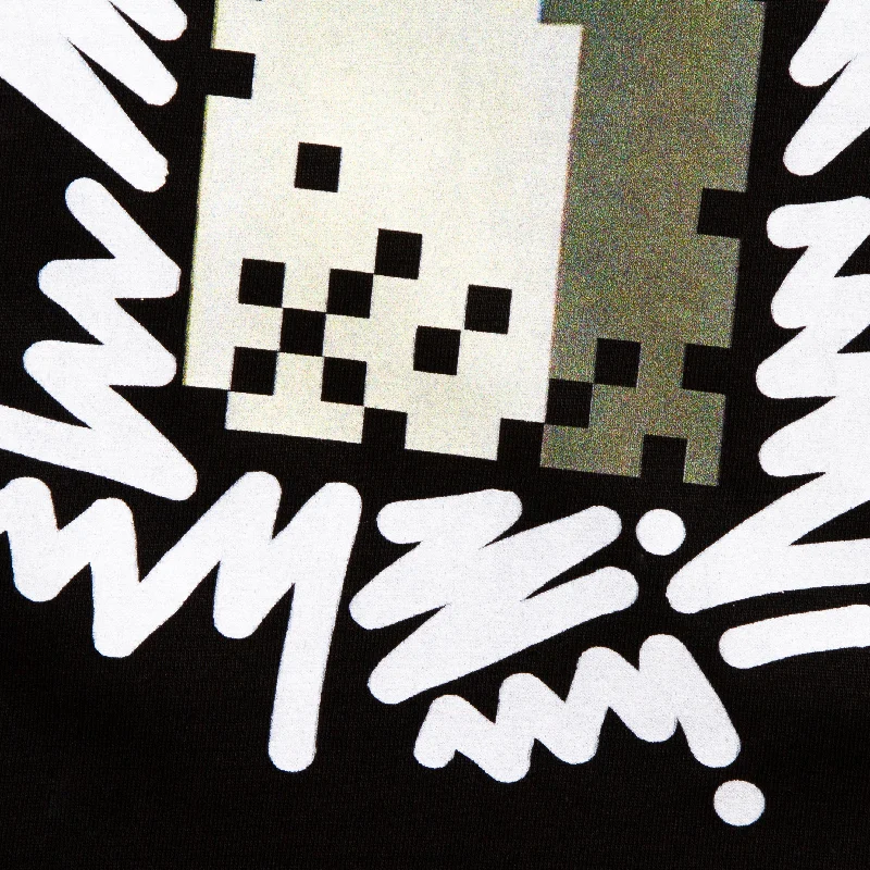 Doodle Pixel Shroom Back Print - Tshirt - Black