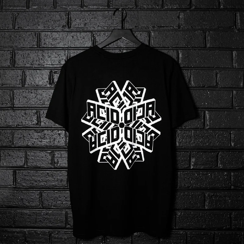 Geo Acid Back Print  - Oversized Tshirt - Black