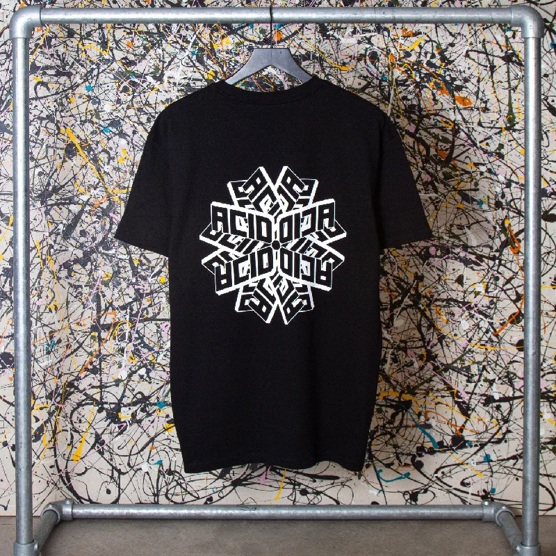 Geo Acid Back Print  - Oversized Tshirt - Black