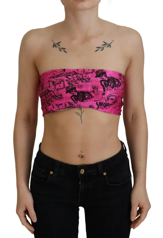 John Galliano  Newspaper Print Bra Cropped Women's Blouse