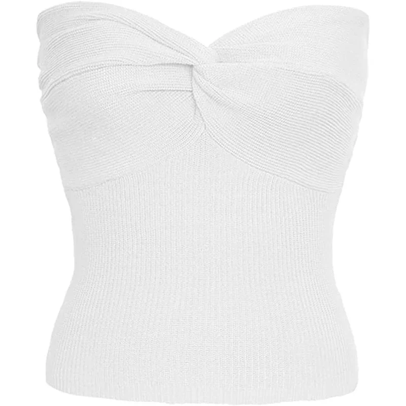 Lunivop Twist Tube Tops For Women Sexy Strapless Corset Top Tee Off-Shoulder Cute Y2k Cropped Tops Knit Bustier Summer Streetwear