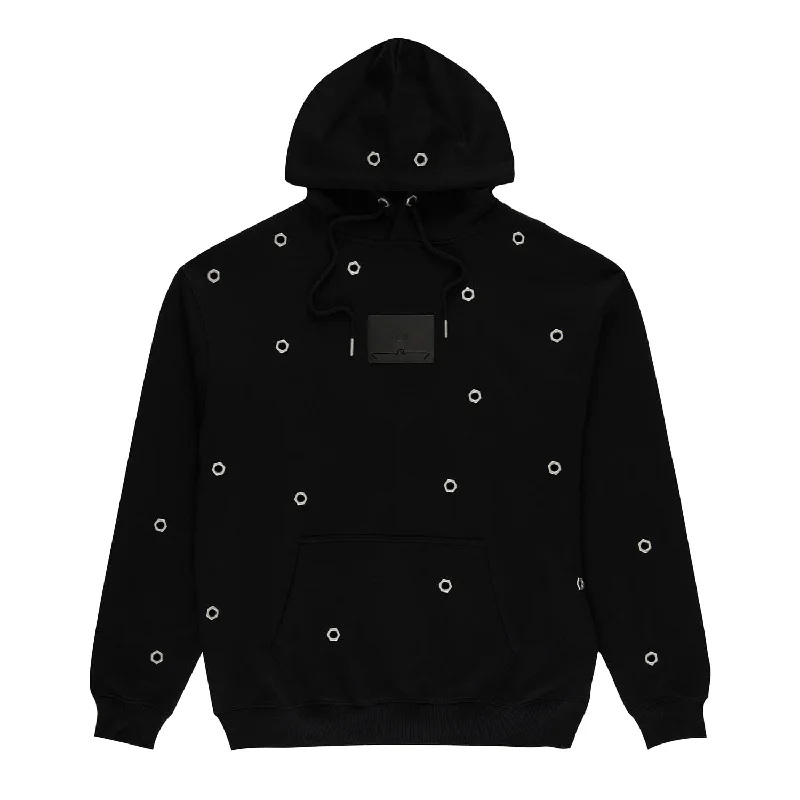 MULTI EYELET HOODIE - BLACK