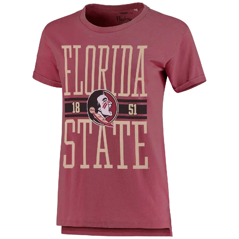 Pressbox Women's Oversized Florida State/Seminole Logo Design Short Sleeve T-shirt - Garnet