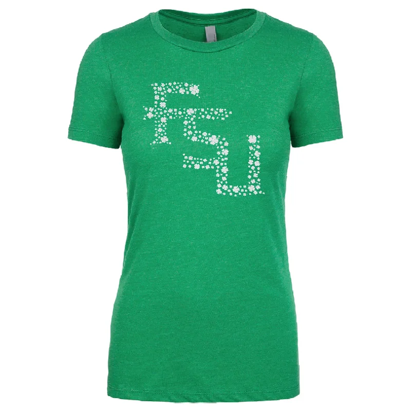 Ragz Women's Stacked FSU Shamrock Design Short Sleeve T-shirt - Kelly Green