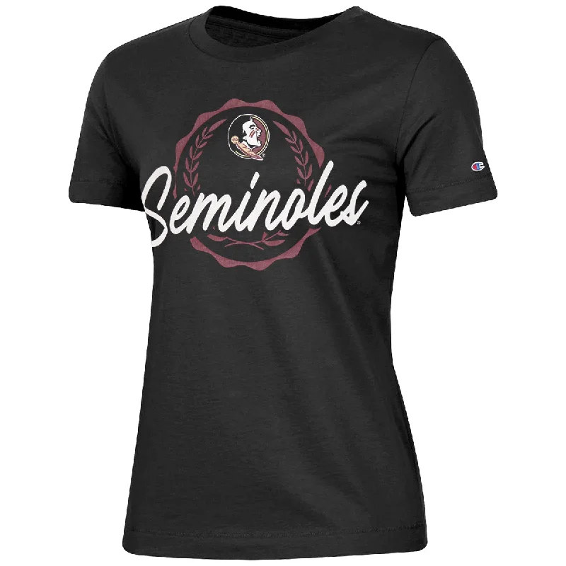 Champion Women's Seminole Logo/Seminoles Design Short Sleeve T-shirt - Black