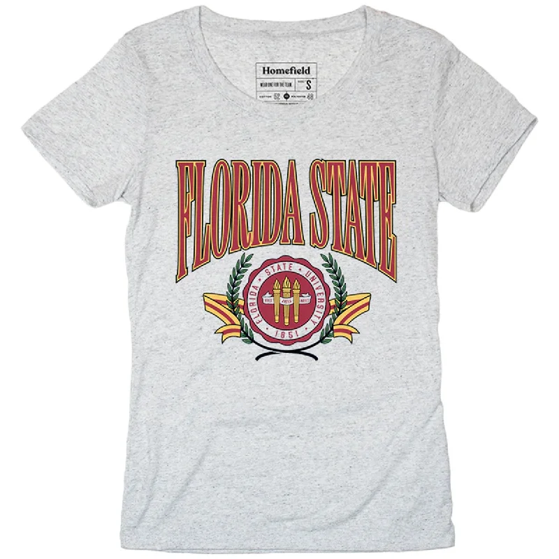 Homefield Women's Vault Florida State Seal Design Short Sleeve T-shirt - Ash