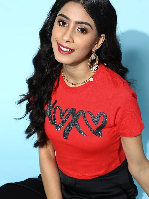 Red XOXO Crop T-Shirt