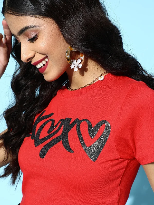 Red XOXO Crop T-Shirt