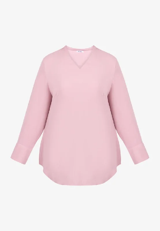 Vanya Minimalist V-neck Blouse - Pink