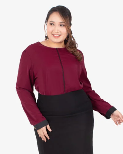 Ruthie Office Wear Crepe Blouse - Maroon