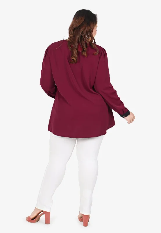 Ruthie Office Wear Crepe Blouse - Maroon