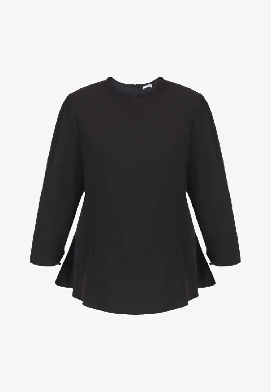 Florice Flare Waist Stylish Blouse - Black