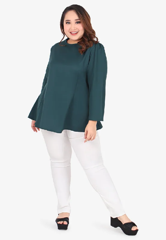 Florice Flare Waist Stylish Blouse - Green