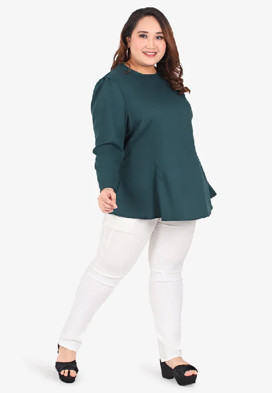 Florice Flare Waist Stylish Blouse - Green