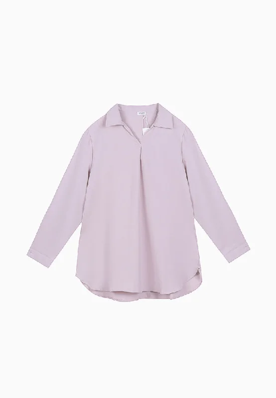 Denisia Skipper Collar Long Sleeve Blouse - Pink Lilac