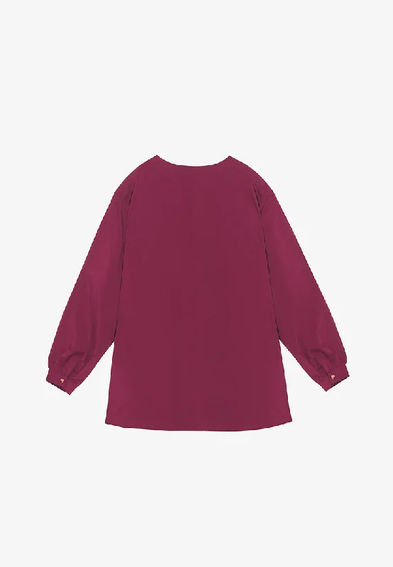 Whitley V-neck Flared Blouse - Maroon