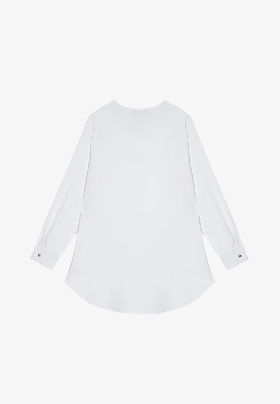 Florencia Folding Collar Button Blouse - White