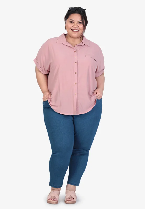 Whoopi Boxy Resort Short Sleeve Shirt - Pink