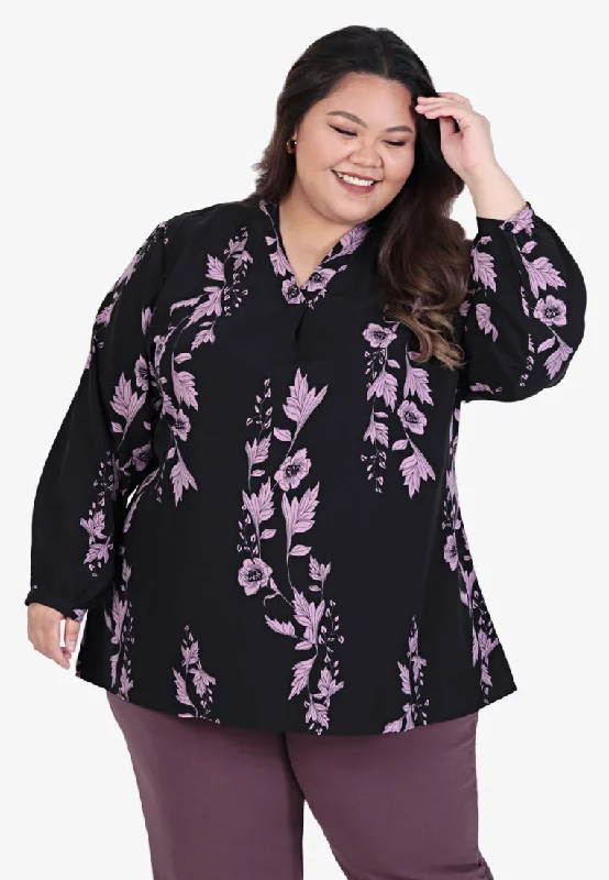 Vanna V-neck Printed Blouse - Black