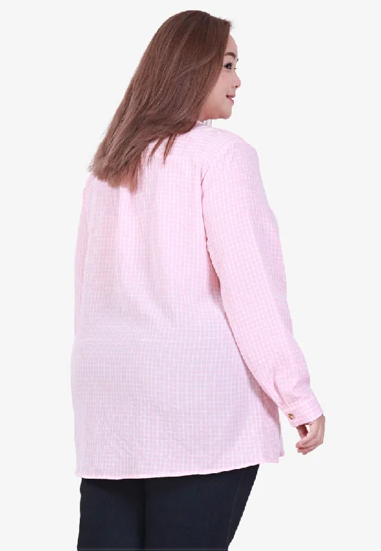 Cheaney Cute Checkered Button Shirt - Pink