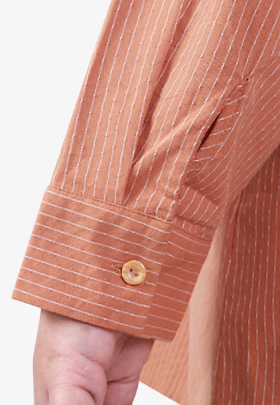 Edaine Striped Oversized Dad Shirt - Apricot