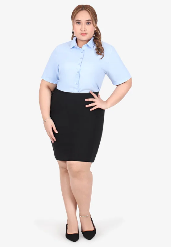 Sandie Short Sleeve Basic Work Shirt - Light Blue