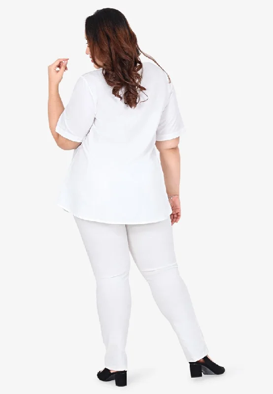 Sandie Short Sleeve Basic Work Shirt - White