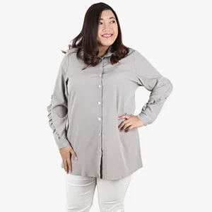 Riviera Ruffles Button Top - Grey