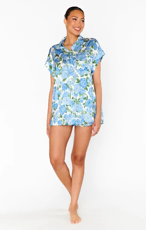 Best Day Button Up ~ Cottage Floral Blue