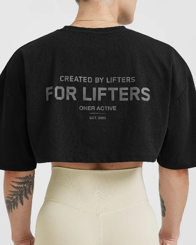 Classic Lifters Graphic Relaxed Crop Lightweight T-Shirt | Black