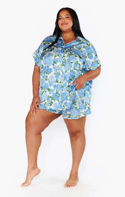 Glam Time Shorts ~ Cottage Floral Blue