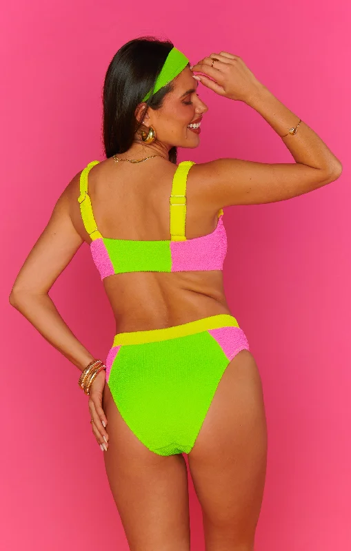 Hot Tub Top ~ 80s Party Colorblock Scrunch