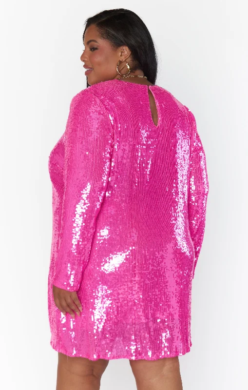 Maddison Mini Dress ~ Bright Pink Sequins