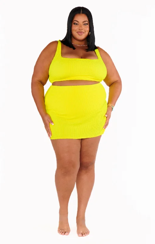 Mary Mini Skirt ~ Highlighter Yellow Scrunch