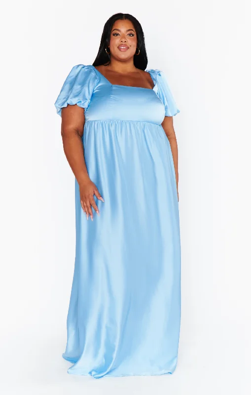 Nora Maxi Dress ~ Baby Blue Luxe Satin