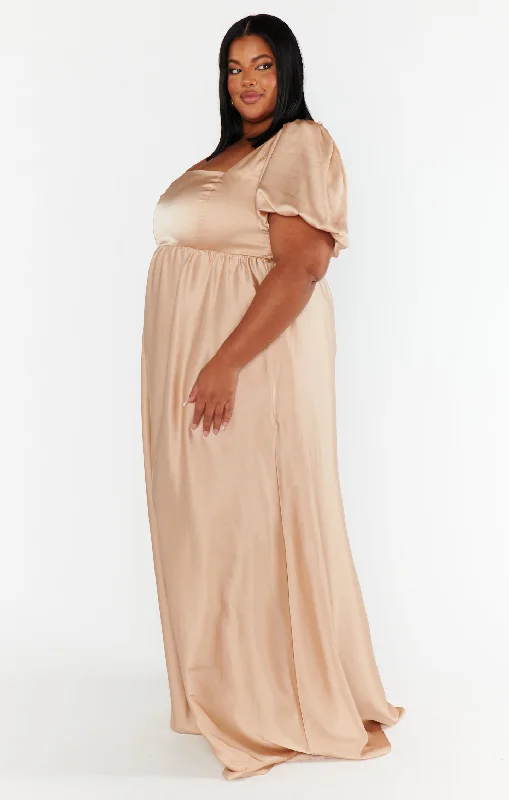 Nora Maxi Dress ~ Champagne Luxe Satin