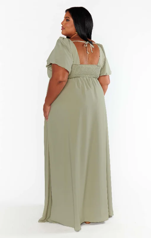 Nora Maxi Dress ~ Moss Green Crisp