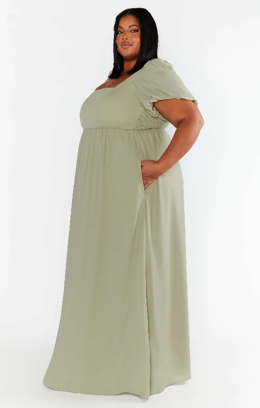 Nora Maxi Dress ~ Moss Green Crisp