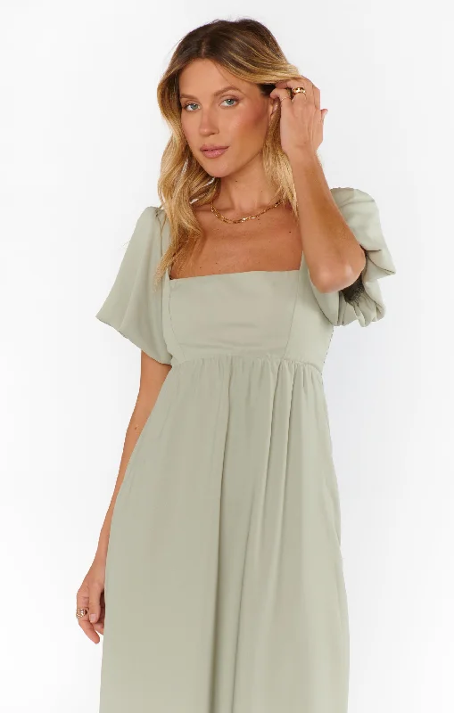 Nora Maxi Dress ~ Moss Green Crisp