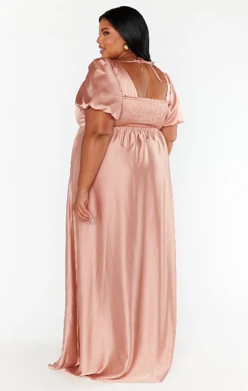 Nora Maxi Dress ~ Rose Gold Luxe Satin