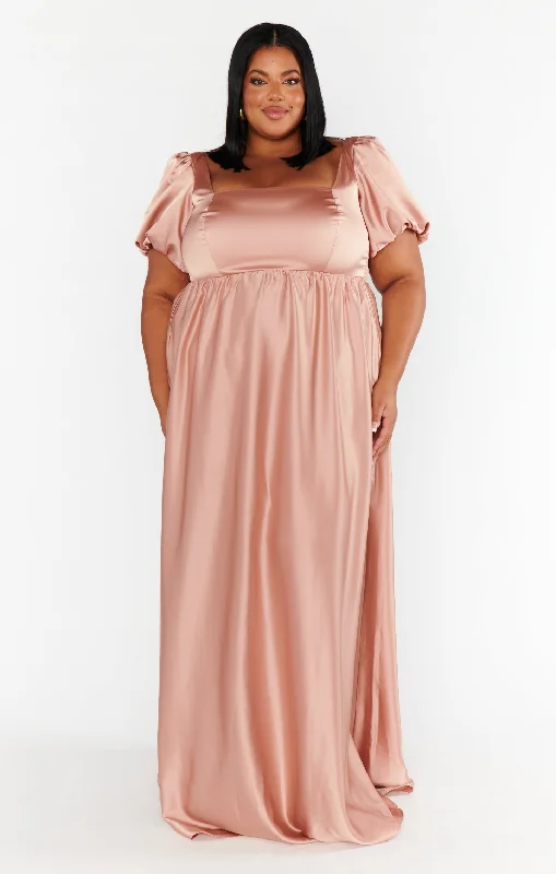 Nora Maxi Dress ~ Rose Gold Luxe Satin