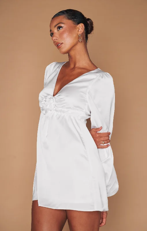 Rosetta Mini Dress ~ Ivory Luxe Satin