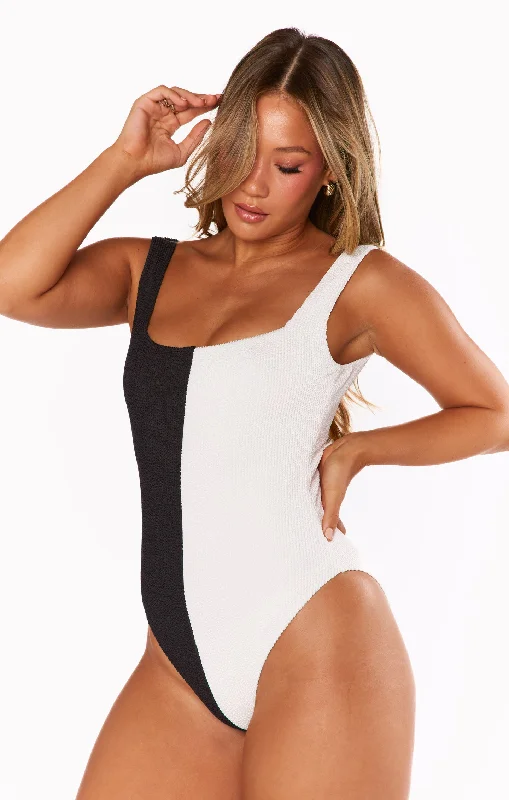 The Scrunch One Piece ~ Domino Colorblock Scrunch